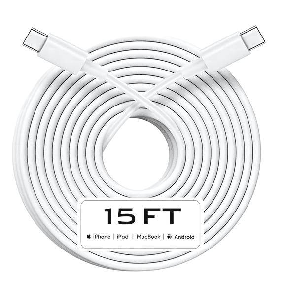 USB C to USB C Cable 15FT, 60W Fast Charging Extra Long USBC to USBC Charger Cord for iPhone 16/16 Plus/16 Pro/16 Pro Max, iPhone 15 Series, Galaxy S24 Ultra S23, Pixel, PS5, Switch and More