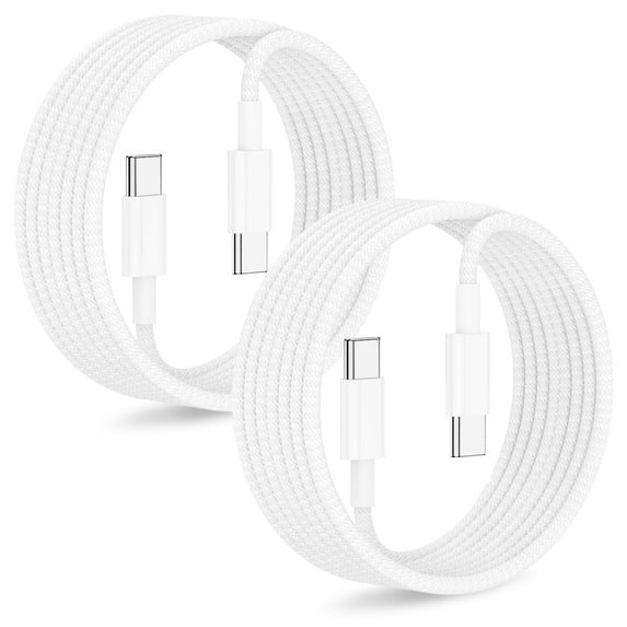 USB C to USB C Cable, Type C 60W Fast Charging Cable (6FT, 2Pack) for iPhone 16 Series, iPad Mini 6 and More ( USB 2.0,White)