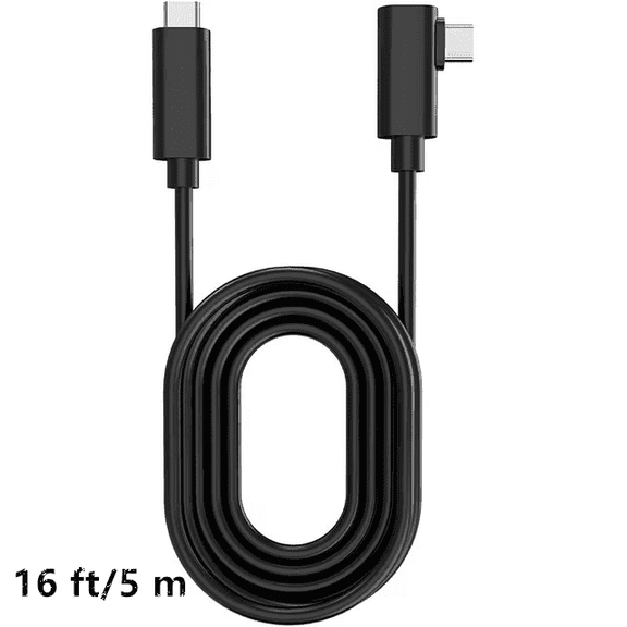USB-C to USB-C Cable for Meta Quest 2, Right-Angle Connector, High-Speed Data Transfer and Fast Charging, USB 3.2 Gen 1, 16 ft - 5M