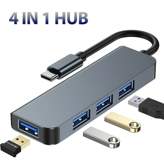 USB C to USB Hub 4 Ports , Aluminum USB-C [Thunderbolt 3] to USB 3.0 Hub , USB 3.0 Hub for MacBook Pro, Air, iPad Pro, Samsung Note 10 S9