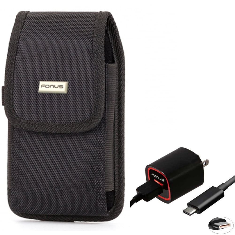USB Cable 2.4A Home Charger w Holster Swivel Case Belt Clip for Motorola Revvlry Plus, Edge Plus, Moto G7 G6 G Stylus Power (2021) (2020) Fast, One 5G Ace, (2022) - Nokia 3.1