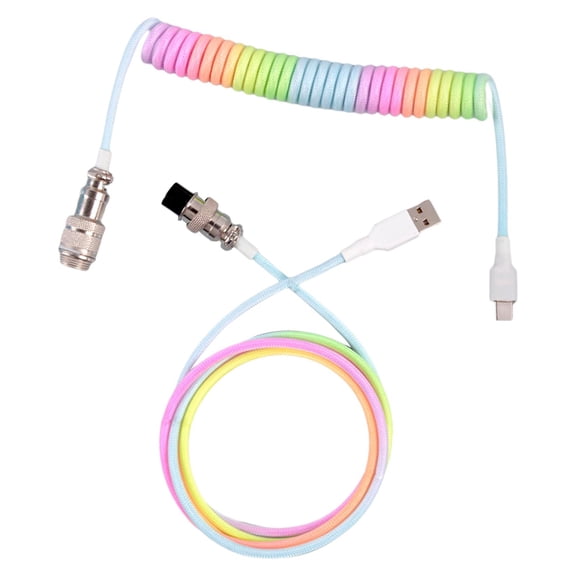 USB Cable Cable Retractable with Metal Connector Coiling Spring Cable Wire Universal Detachable 2 in Mechanical Keyboard Multi Color