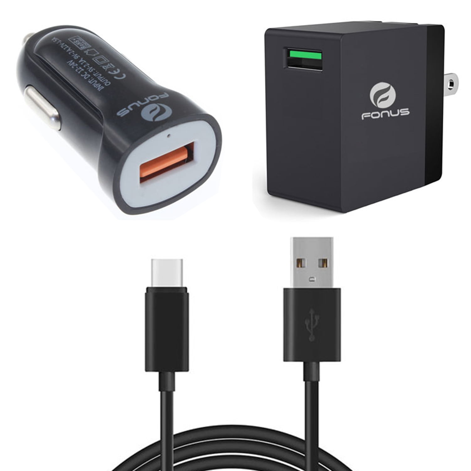 USB Cable Fast Home Car Charger for Samsung Galaxy A55/A35/A25 5G - Type-C 6ft Long Travel Power Adapter