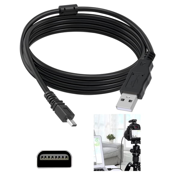USB Cable for Panasonic Lumix Camera Charger USB2.0 Cable Compatible with Panasonic Lumix DMC G7 DMC-FZ70 DMC-ZS25 DMC-TZ35 TZ8 TZ11 TZ15 FX80 FX9 FX90 for Charging and Fast Data Transfer 8pin 3.3Ft
