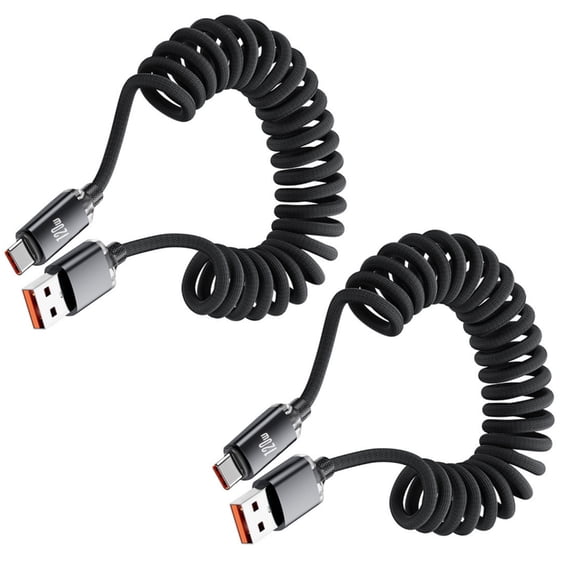 USB Cable Retractable 120W, Nylon Braided Fast Charging Cable with Spring Loaded Design, 3.3ft/6.6ft USB