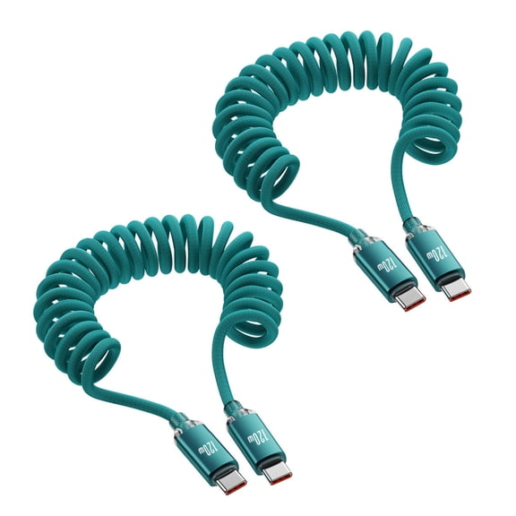 USB Cable Retractable 120W, Nylon Braided Fast Charging Cable with Spring Loaded Design, 3.3ft/6.6ft USB