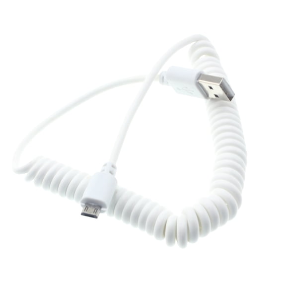 USB Cable for Samsung Galaxy Tab A 8.0" (2018) - Coiled MicroUSB Charger Cord Power Wire Sync