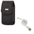 thumbnail image 1 of USB Cable w Case Belt Clip for iPhone XS - Retractable Charger Power Cord Sync, Rugged Holster Canvas Cover Pouch for iPhone XS, 1 of 11
