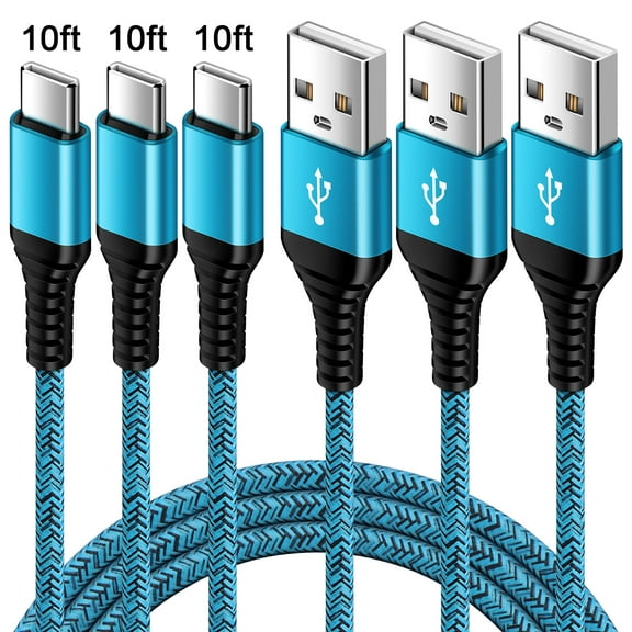 USB Cables,Type C Charging Cable 10ft Type C Cables 10ft-3PACK,ABCPOW USB A to USB C Type C Cable High Speed Android Type C Charger Fast Charging Phone Charger Cord