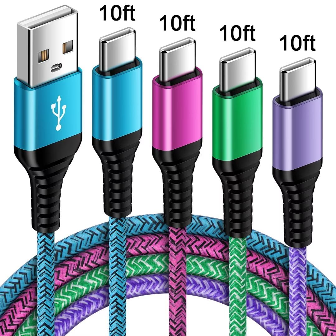 USB Cables,Type C Charging Cable 10ft Type C Cables 10ft4PACK,ABCPOW