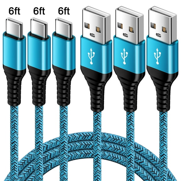 USB Cables,Type C Charging Cable 6ft Type C Cables 6ft-3PACK,ABCPOW USB A to USB C Type C Cable High Speed Android Type C Charger Fast Charging Phone Charger Cord,Blue