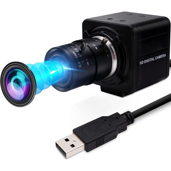 USB Camera 1080P High Speed 260fps 2.8-12mm 4X Optical Zoom Lens 2MP Webcam Manual Close up in and Out,UVC Computer Comference Golf Swing for Raspberry Pi Windows Mac