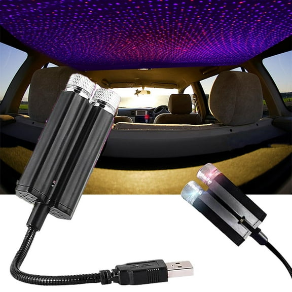 USB Car Ceiling Light with Music Voice Control, Adjustable Starlight Projection for Vehicle Interior Decoration and Party Ambiance