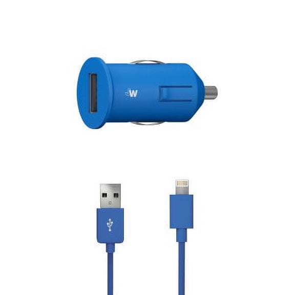 USB Car Charge & Sync: iPhone 5/iPad 4th Gen/iPad Mini - Blue