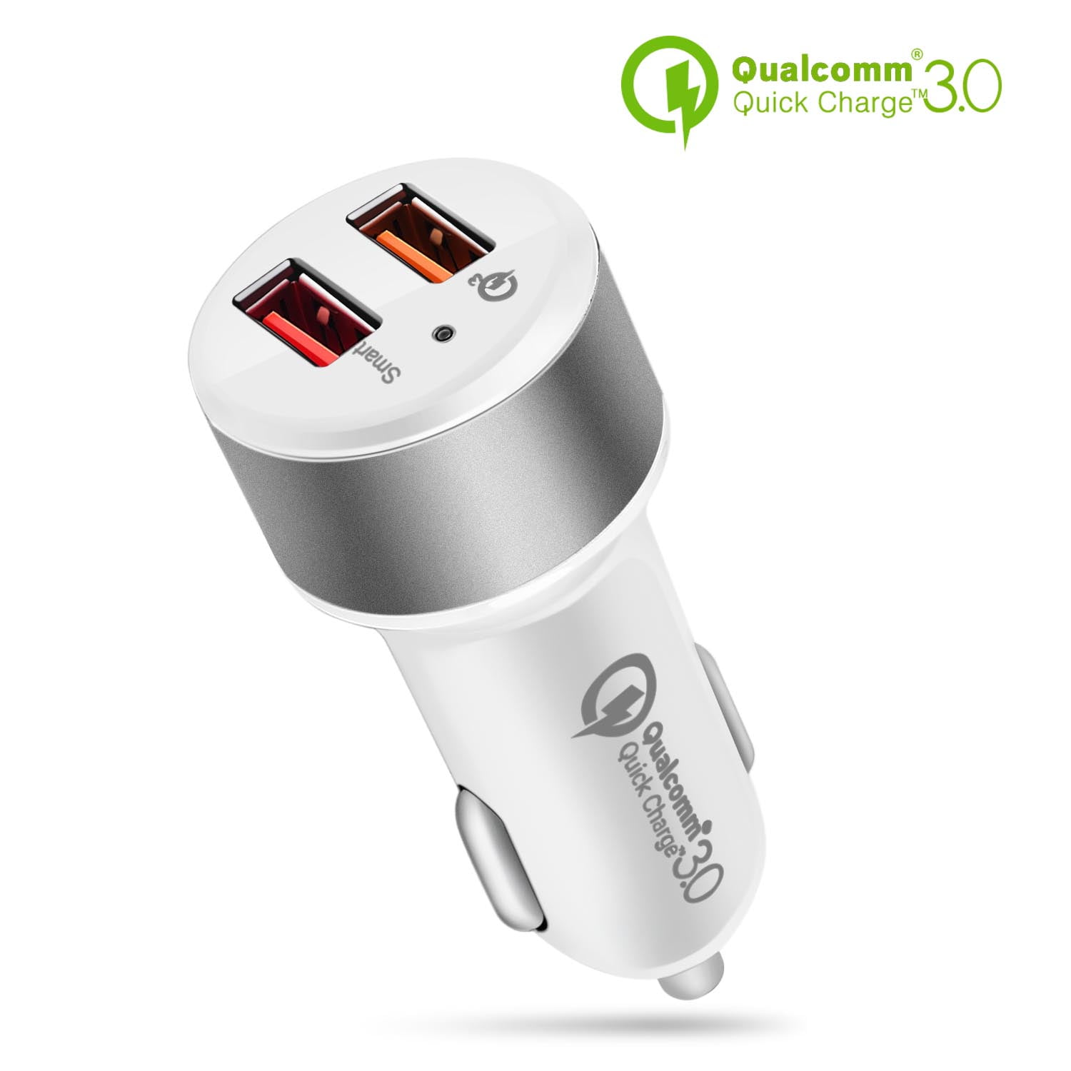 USB Car Charger Dual Port w/ 18W QC Quick Charge Smart IC Fast