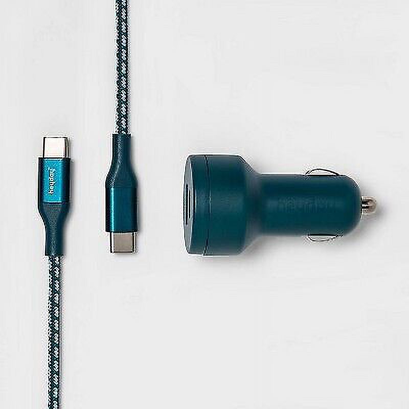 USB Car Charger with 6' USBC to USBC Braided Cable heyday Matte