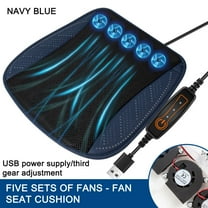 USB Car Fan Cushion, Breathable Ice Silk Seat Pad with Adjustable Cooling, 5 Built-In Fans for Quick Cooling, Anti-Skid Design for Car and Office Use, USB Powered
