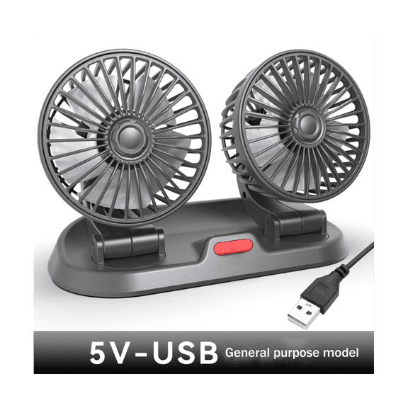 USB Car Fan Double Fan Portable Auto Cooling Fan Cooling Big Wind Electric Fan Car Folding Fan for Car Household