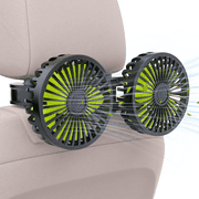 USB Car Fan for Backseat, 3 Speeds 360 Rotatable Car Cooling Fan, Dual Head Car Fan with Adjustable Clip for Vehicles SUV RV