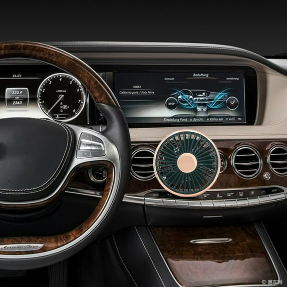 USB Car Fan with Night Light, 360掳 Adjustable Clip Fan for Vehicle, 3 Speed Settings, Low Noise, 5V USB Powered for Car Truck SUV RV Outdoor Travel