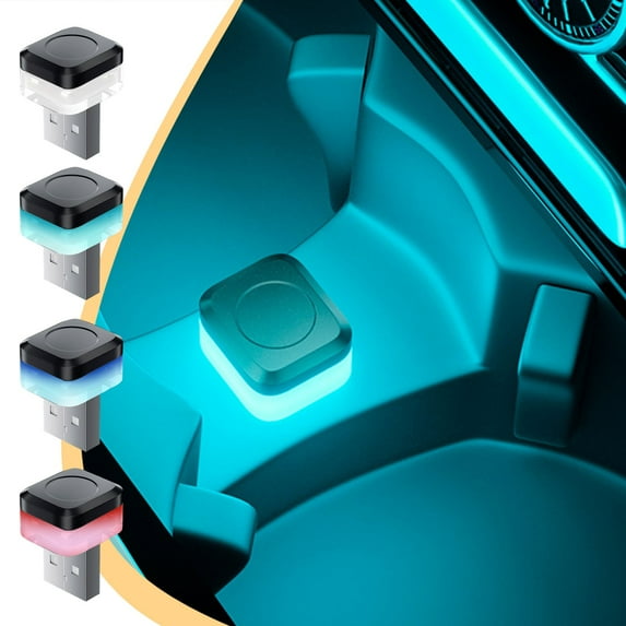 USB Car Interior Ambient Light, LED Decorative Lighting, Multi-Color Options, Energy-Saving, 2.3x2.3x1.8cm, Black Plastic, USB Powered, Automotive Accessory for Reading and Ambiance