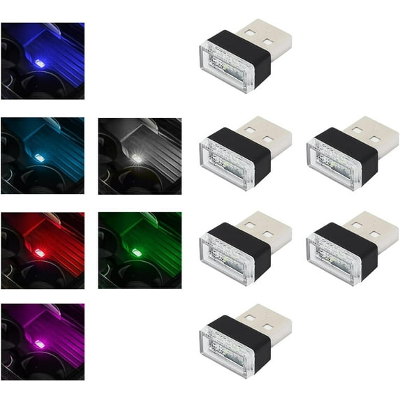 USB Car Interior Atmosphere Lamps, Plug-in USB Decor Night Light, Portable Auto Ambient Lighting Kit, Universal Vehicle Interior Accessories for Most Cars