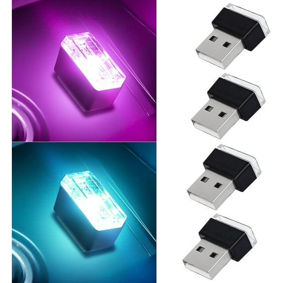 USB Car Interior Atmosphere Lamps, Portable Auto Ambient Lighting Kit, Plug-in USB Decor Night Light for Most Cars and Vehicles