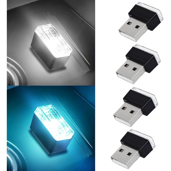 USB Car Interior Atmosphere Lamps, Portable Auto Ambient Lighting Kit, Plug-in USB Decor Night Light for Most Cars and Vehicles