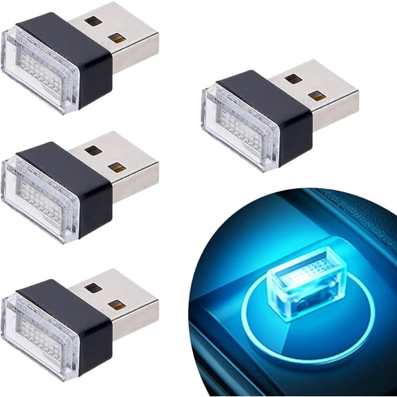  USB Car Interior Atmosphere Lamps，USB-powered ambient lighting for car interiors (4pc)