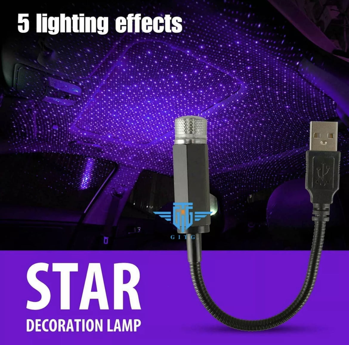 USB Car Interior Roof LED Star Light Atmosphere Starry Sky Night Light BLUE/ RED