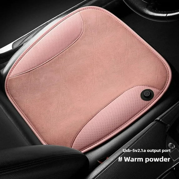 USB Car Seat Cushion 5V Heater for Winter with Short Plush Cover Ideal for Office Home Car Use (Pink)