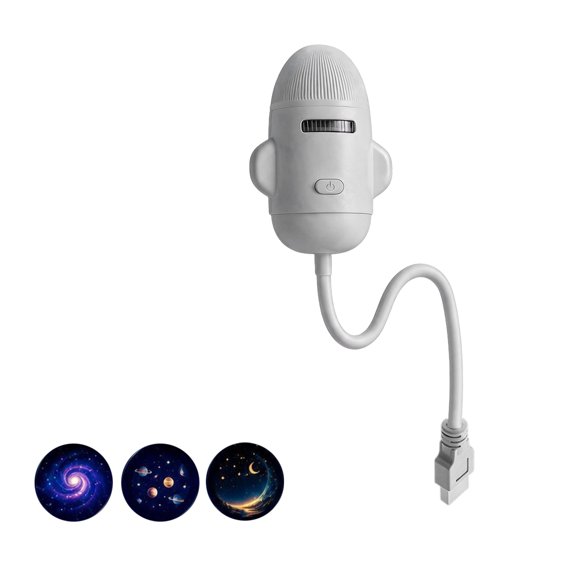USB Card Slot Projection Night Light with 3 Replaceable Film Slides Flexible Gooseneck Interior Ambient Lamp for Car