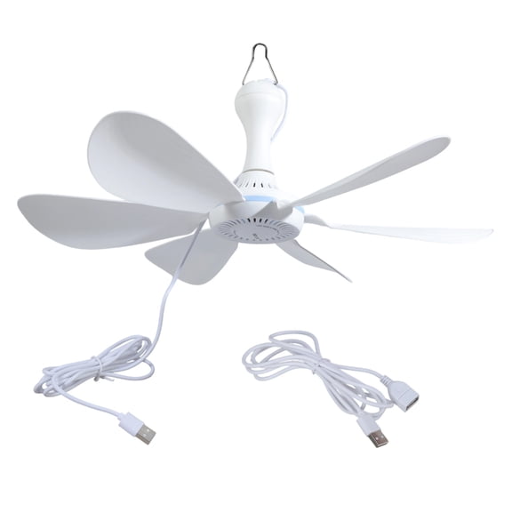 USB Ceiling Fan 5V Air Cooling Fan 6 Detachable Leaves Portable Hanging