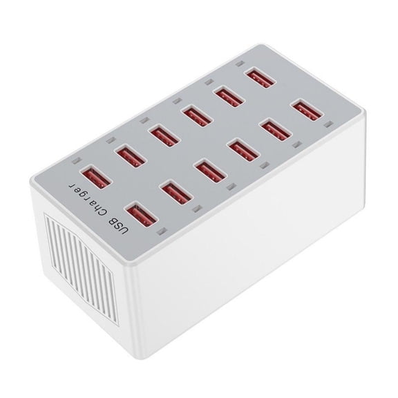 USB Charger 12 Port Charging Station for Multiple Devices with Smart Plug Charging Dock Compatible with iPhone Xs/XR, iPad, iPod, Laptops and Smartphones