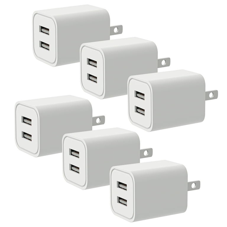 USB Charger, Dual 2-Port USB Block Charger Wall Plug Power