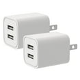 thumbnail image 1 of USB Charger, 2.1A/5V Dual 2-Port USB Plug Charger 10W Wall Plug Power Adapter Fast Charging Cube Compatible with Apple iPhone, iPad, Samsung Galaxy, Note, HTC, LG & More (2-Pack) (Pink), 1 of 1
