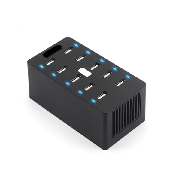 USB Charger 50W 10 Ports USB 10A Smart Adaptive Desktop Charging Station With Holder 5V 2.4A For Multiple Devices Smart Phone Tablet Laptop Computer ,Easy to Use