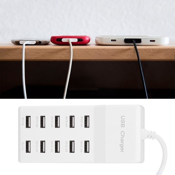 USB Charger,5V 10 Port Intelligent Fast Charging USB Charger for Mobile Phone 100-240V,USB Fast Charging