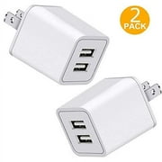 USB Charger, 5V Dual 2-Port 2.4 Amp Wall Charger USB Plug Charger Wall Plug Power Adapter Fast Charging Cube Compatible with Apple iPhone, iPad, Samsung Galaxy, Note, HTC, LG & More White 2-Pack