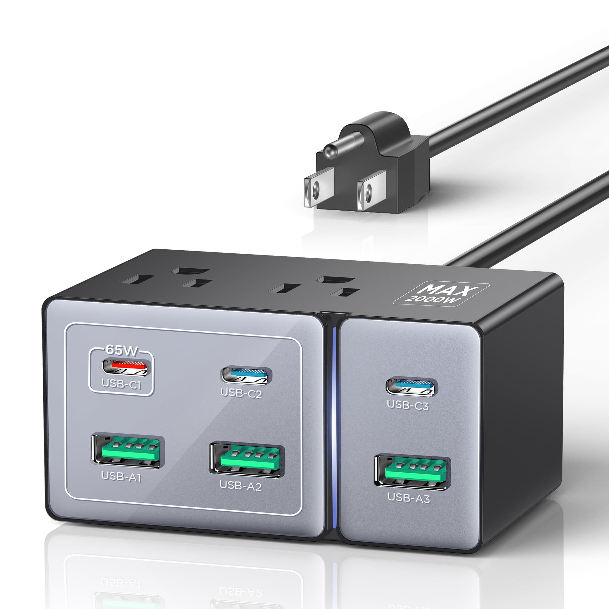USB C Charging Station: 8 Port 160W Usb Charging Block for Multiple Devices - GaN Charger for iPhone iPad Galaxy MacBook Pro Air DELL HP, 2000W Max AC for Home Travel