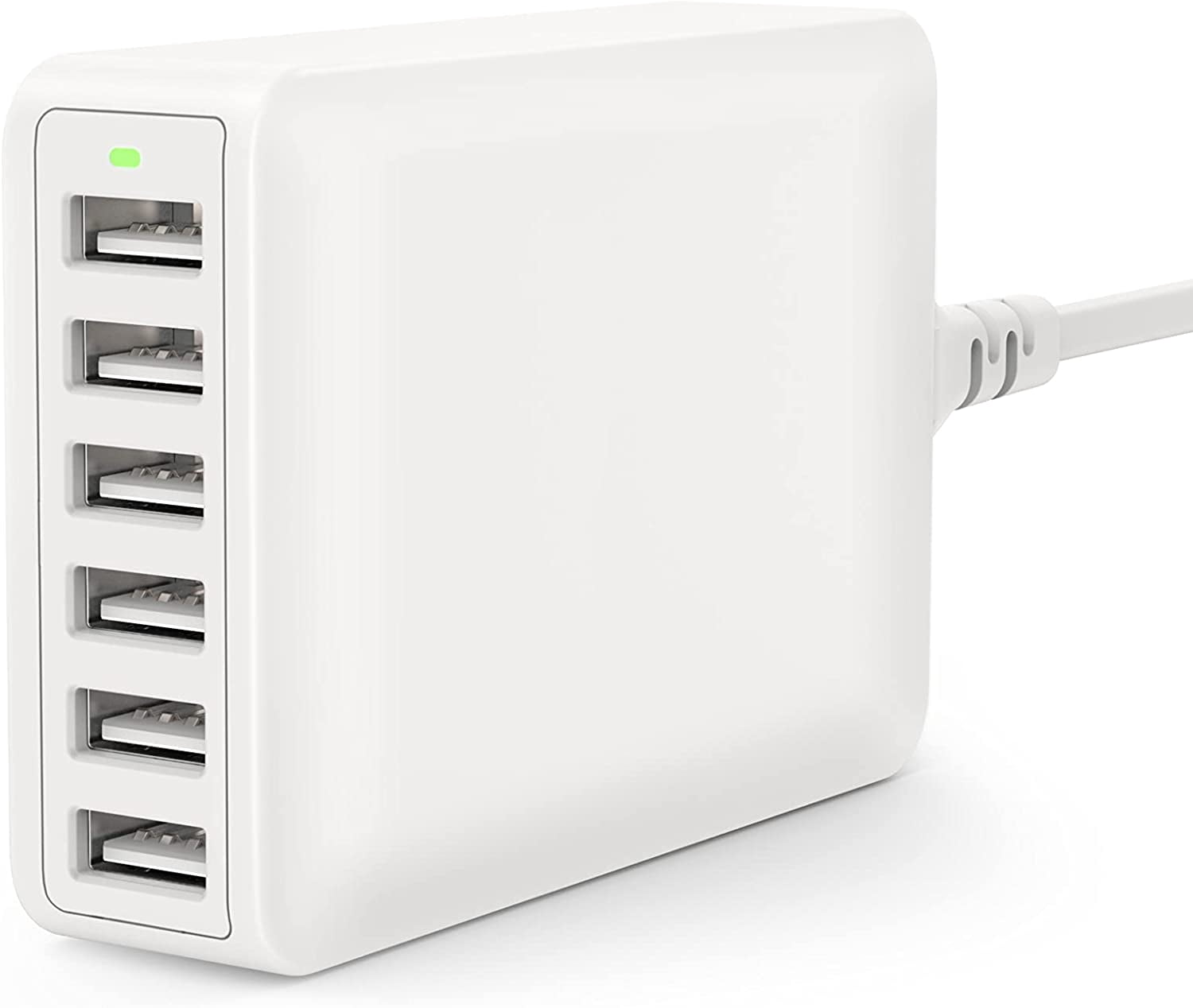 USB Charger 60W USB Charging Hub 12A 6-Port Desktop USB Charging Station with Multiple Port Compatible with iPhone 14 Pro Max 13 Pro Max Mini 12 Pro Max 11 X SE, iPad Pro Air Galaxy S23 (White)