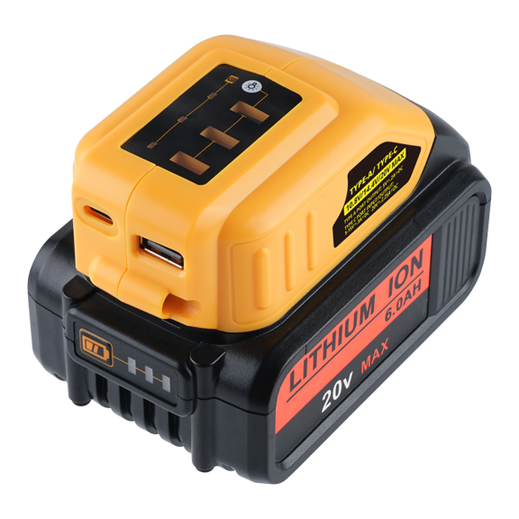 USB Charger Adapter for Dewalt 20V Li-ion Battery with USB Output & Type-C Fast Charging Interface(Adapter Only)