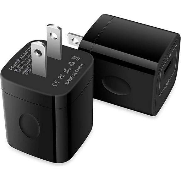 USB Charger Block,2-Pack Wall Charger (5V,1A) USB Plug Charging Brick Power Adapter Charing Cube Box for iPhone 16e/16/15/14/13/12/11/SE/XR,Samsung Galaxy S25/S24/S23/S22/S21,Google Pixel 9 Pro XL/8a