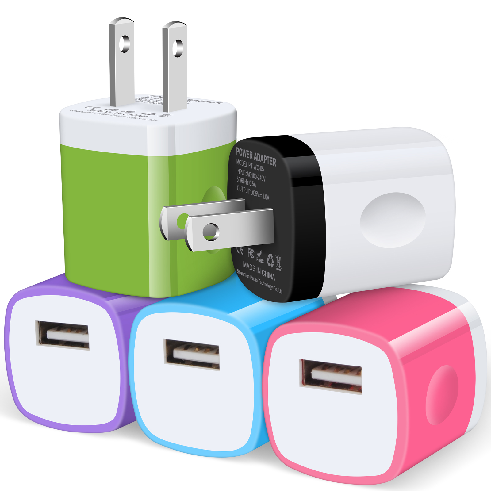 USB Charger Block,5Pack SixSim USB Wall Charger Block 1A USB Android