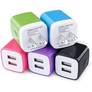 USB Charger Block,5Pack SixSim USB Wall Charger Block 2.1A Dual USB Android Charger Block USB A Fast Charging Block USB Brick USB Wall Plug Phone Charger Adapter USB Box USB Power Adapter,Multicolor