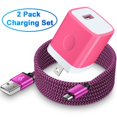 thumbnail image 1 of USB Charger Block,FiveBox 1pc 1A USB Wall Charger Block with 1pc USB A to Micro USB Cable 6ft Android Charger Cable USB Charging Cable USB Brick Phone Charger Box USB Plug Fast Charging Block,Rose, 1 of 8