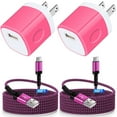 thumbnail image 1 of USB Charger Block,FiveBox 2pcs 1A USB Wall Charger Block with 2pcs Nylon Android Type C Charger Cable USB C Charging Cable 10ft USB Brick Phone Charger Adapter Charger Box Fast Charging Block,Rose, 1 of 8