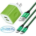 thumbnail image 1 of USB Charger Block,FiveBox USB Wall Charger Block with 2PACK Android Type C USB C Charging Cables 6ft 2.1A Dual Port USB Wall Charger Adapter USB Brick Phone Charger Plug Fast Charging Block(Green), 1 of 8
