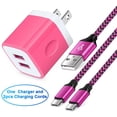 thumbnail image 1 of USB Charger Block,FiveBox USB Wall Charger Block with 2PACK Android Type C USB C Charging Cables 6ft 2.1A Dual Port USB Wall Charger Adapter USB Brick Phone Charger Plug Fast Charging Block(Rose), 1 of 8