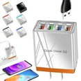 thumbnail image 1 of USB Charger Block, USB Charger Block Multiple Ports, 4 Port USB Charger, USB Fast Charging Block, Phone Charger Block, 4 Port Fast LED QC 3.0 USB Hub Wall Charger 3.1A Power Adapter US Plug, 1 of 9